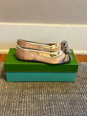 Kate Spade Freya Crystal Bow Satin Ballet Flats Roasted Peanut 5